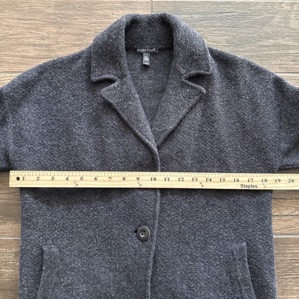 Eileen Fisher Boiled Wool Sweater Coat Women XS Gray 100% Wool Button Front - Picture 4 of 8